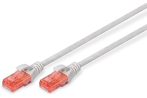 DIGITUS LAN Kabel Cat 6-0,5m - Kabel sieciowy RJ45 - Nieekranowany UTP - Kompatybilny z Cat-6A i Cat-5e - Szary
