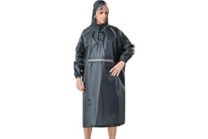 ANYOO Poncho de Pluie Imperméable Léger avec Manches Réglables, Cape de Pluie Portable avec Poche Multi-usage pour Femmes Hommes Randonnée en Plein air Cyclisme, Taille unique