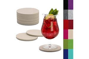 SwavGo Filz Untersetzer Getränkeset, 12er Bunte Filzunterlagen für Gläser, Tassen, Flaschen - Filzuntersetzer rund abwaschbar… (Beige)