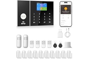 PGST Sistema de Alarma para casa,Kit inalámbrico, WiFi, 4G gsm, Admite Alarma de conexión SMS/App Push, 100 Zonas, aplicación Smart Life (Tuya),Compatible con Google Home y Alexa