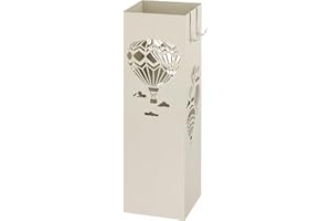 Baroni Home Moderner Schirmständer aus Metall mit Heißluftballons-Schintzerei - Regenschirmständer mit 2 Haken und abnehmbarer Regentropfwanne, für Büro und Haus, Weiß; 16x16x49 cm