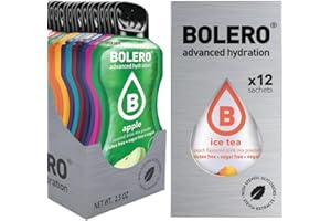 GENERICO Set Bolero Drink 36 Bustine da 3 Grammi Zero Zuccheri e Calorie | Preparato Polvere Solubile Per Bevanda in Acqua | 24 Gusti Misti + 12 Ice Tea Pesca | Ideale per Dieta, Sport e Idratazione Sana.