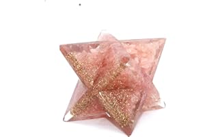 Jet International Precioso Genuino Cuarzo Rosa Orgone Merkaba 4 "Enormes Piedras preciosas de cristal grande Cobre Metal Mezcla Rara Curación Energía positiva Tetraedro Sagrado LA IMAGEN ES SOLO U