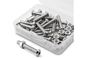 MINHER (30 juegos) M6-1,0 x 20 mm, juego de tornillos y tuercas hexagonales 304 de acero inoxidable 18-8