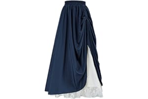 PAIDAXING Falda de traje de baño para mujer, estilo retro, medieval, elástico, cintura alta, estilo bohemio, falda larga con cordón acampanado, falda ajustada y parte superior