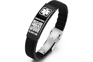 Theluckytag Medizinische Armbänder für Männer und Frauen mit QR-Code, medizinische Alarm-ID-Armbänder, Sport, Jungen, Mädchen – wasserdichtes Silikon-Armband für Handgelenke bis zu 22,9 cm – mehr