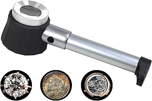 Exporee Lupa 45X de Joyero de Acero Inoxidable - Lupa de Impacto Para Diamantes, Monedas y Sellos