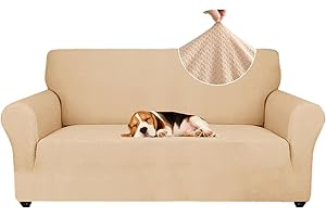 Ystyle Funda Sofa 2 Plazas, Fundas de Sofa Ajustables con Reposabrazos, Gruesa Funda Sofá Anti Gatos Perros y Mascotas, Moderna Cubre Sofa Antimanchas Lavable, Beige Amarillo