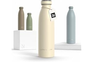 ‎LARS NYSØM LARS NYSØM Edelstahl Trinkflasche 350ml, 500ml, 750ml, 1L, 1 5 liter | Thermosflasche Kohlensäure geeignet | Auslaufsichere Wasserflasche für Sport, Outdoor, Schule (Almond Beige, 500ml)
