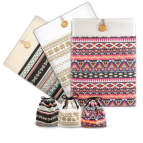 Inateck 13,3 Zoll Macbook Air/ Pro Retina Canvas-Gewebe Sleeve Hülle, Bohemia Laptop Tasche mit Stickmuster speziell für 13,3 Zoll Apple Macbook Pro Retina / Macbook Air, die meisten 11-Zoll-Ultrabook Netbook [Größe: 13,3-Zoll, Simple White] - 7
