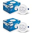 PHILIPS 3 Watt White LED Ceiling COB Round Spot Light with Adjustable Tilt | Cut out: 63mm | Natural White, Pack of 2 (BrightSpot)