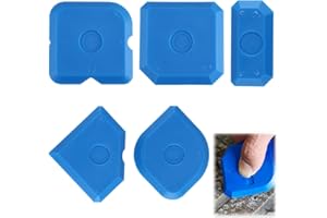 LEUUD Set di 5 Strumenti per Calafataggio, Silicone Strumento di Raschietto Set con 23 Forme Diverse, Kit di Raschietto Spatola per Sigillante, Spatola per Malta per Bagno Piastrelle Della Cucina