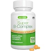 Igennus Super B-Complex, Methylated B-Complex, 180 Vegan Tablets | Methylfolate, B12 Methylcobalamin &amp; Vitamin C, Prolonged R