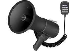 Velleman Mégaphone Puissant de 50 W avec sirène intégrée, Porte Voix, Enregistrement de 700 Secondes, réglage du Volume, Bluetooth, Micro à Main et Port USB, portée : Max. 1200 m, Noir Mat