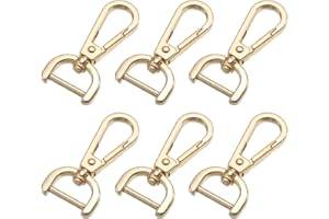 WKRTDY Lot de 6 mousquetons pivotants en métal pour sacs - Crochets avec anneau rotatif à 360° D - Idéal pour bijoux, sacs à main, bandoulières, clés et accessoires DIY, or