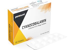 PuroSure Vitamin B12-50 Tablets (7 Weeks Supply) – Cyanocobalamin B12 50mcg Supplement - Contributes to The Reduction of Tiredness and Fatigue