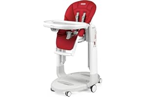 Peg Perego Tatamia follow me - Seggiolone Pappa Neonati Multifunzione, Sdraietta, Dondolo, 6 ruote, Pieghevole per Bambini da 0 a 3 Anni (0-15 kg), Fragola