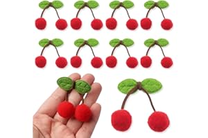 PYEUIFT 10 Stück Kirsche Deko, Kirsche Kuscheltier, Kirsche Mini Dekoration, Deko Kirsche, Dekorationkleine FilzKirsche, Kirsche Kostüm Accessoires, Für Handwerk DIY Dekoration, Kleidung Dekorationen