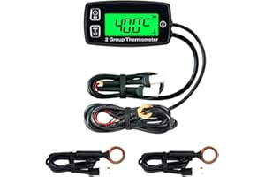 Runleader Medidor de temperatura digital, 2 grupos de visualización de temperatura para motocicleta, tractor, pitbike, moto, quitanieves, motosierra, barco, paramotor.