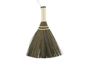 TYENAZA Mini miotła ze słomy, mała miotła pleciona ze słomy mała miotła, domowe miotły ręczne środki czystości, materiały rzemieślnicze