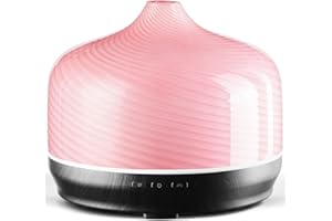 ‎PORSEME Porseme 500ml Aroma Diffuser,Handgeblasen Glas Diffuser für Ätherische Öle, Luftbefeuchter Ultraschall Cool Mist Leise,7 Arten LED Lichtfarben,Letzte 15-21 Stunden BPA Frei für Wohnung (Pure Pink)