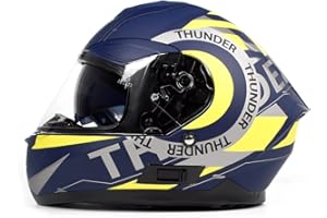 BHR Casco de moto integral con doble visera 814 Ride | Casco de moto Certificado ECE con doble visera anti-rayas | THUNDER YELLOW (MATE) | L