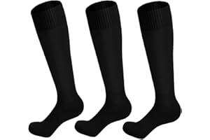 Lanjue 3 Pairs Kids Football Socks, Black Boys Football Socks Long Tube Children Soccer Socks Hockey Socks Rugby Socks for Sport Training
