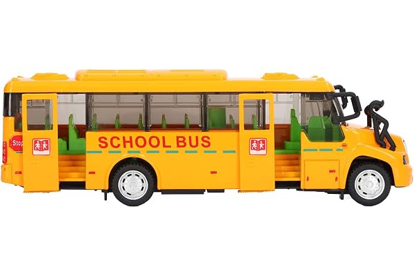 RIZGHWOY Modèle de Bus Jaune en Alliage Véhicule Miniature avec Lumières et Sons pour Jeux Enfants