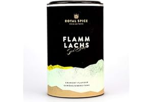 ‎ROYAL SPICE Royal Spice Flammlachs Gewürz - 100g Dose - Lachs Rub für knusprige Kruste mit Meersalzflocken, feinster Fisch vom Grill, Holz, der Planke oder in der Pfanne