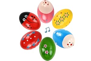 KATELUO Uova di Pasqua in Legno, 6 Pezzi Uova Colorate per Bambini, Uova di Pasqua, Uovo Sonaglio Uova Musicali Uova Maracas Giocattolo, per Decorazione Riempimento del Cesto di Pasqua e Regali di Pasqua
