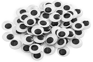 NeuWee 100 Pieces Wiggle Googly Eyes, Self Adhesive Plastic Doll Eyes, Black White Eyes for DIY Doll Making Craft Scrapbooking Accessories (30mm)