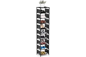 isightguard Narrow Shoe Rack, 10 Tier for Closet Entryway Tall Slim Vertical Shoe Rack for Small Spaces Shinky Shoe Organizer Space Saving Corner Shelf Shoe Tower
