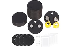 Swpeet Kit surtido de 600 tarjetas de exhibición de aretes negros, tarjetas redondas de 4 cm a 1.6 pulgadas con parte trasera de aretes y bolsas autosellantes, tarjetas de soporte para aretes y