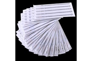 Auped 50Pcs Mix Agujas de tatuaje estériles desechables 3RL 5RL 5RS 5M1 7RL 7RS 7M1 9RL 9RS 9M1 Kit de herramientas de tatuaje profesional para revestimiento de acero inoxidable redondo.