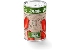 GUSTO SANO POMODORI PELATI INTERI 100% BIOLOGICI. – Senza Sale Aggiunto - Non OGM – Vegano - ideali per pizza, sughi e salse - 6 Conf. da 400 gr cadauna.