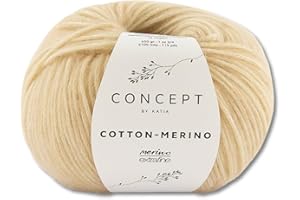 Frida's Wollhaus Concept by Katia 50 g de fil à chaîne de coton et mérinos pour crochet, tricot, 23 couleurs (136 | Beige moyen)