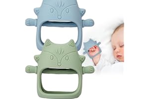 MumEZ anneau dentition, bebe Hochet Bébé Dentition, Cadeau de Naissance pour Garçon, Jouet 3 Mois (Bleu + Vert)