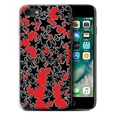 Carcasa/Funda STUFF4 TPU/Gel para el Apple iPhone 7 / serie: Estrellas Dispersas - Rojo Azar