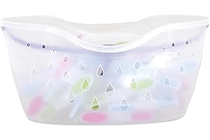 MSV Panier porte pinces à linge + lot de 24 pinces à linge aux poignées douces, parfaites pour étendre le linge sur l'étendoir où la corde à linge