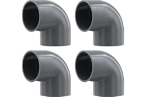 Ziyonix 4 stycken 90° PVC armbågsuttag, 50 mm Grå PVC Vinkelkontakt U Lim I Slanguttag Rörkoppling med 2 Poolrörsanslutningar och mycket mer