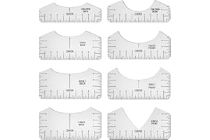 SEEDAWN T-Shirt Rulers Guide - 8 Pack PVC Shirt Alignment Tool with Clothing Size Chart, Sublimation Centering Ruler Vinyl T-Shirt Measuring Tool for HTV Heat Press Transfer Fabric Cutting Design(Transparent)