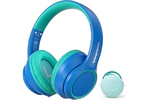 TONOSHARK Cascos Inalambricos Bluetooth Niños, Auriculares Infantiles, Cascos Niños Ruido con Micrófono, Auriculares Niña, 60 Horas De Autonomía, Over-Ear - Incluye Estuche Portátil (Azul Oscuro)