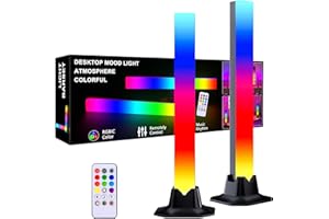 MIWATT DS 32CM LED Light Bar RGBIC Lamp, Rainbow Smart Lighting Tower Starter Kit with Remote for PC, TV, Gaming Room and Copmuter Case (2Pack, Z Series)