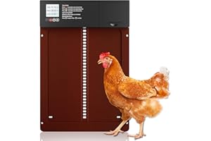 Yoarmyt Automatische Hühnerklappe Batterie, Elektrische Hühnerklappe mit Wasserdicht Großes Display, Timer, Lichtsensor, Hühnerklappe Automatisch Manuelle Bedienung mit Intelligenter Einklemmschutz