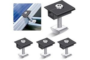 AOROPS Mittelklemme 30mm Schwarz, 4 Stück Aluminiumlegierung T-förmige Mittelklemme Photovoltaik Verstellbare Solarpanel Mittelklemmen, Solarmodul Halterung für Gerahmte Panels 30mm