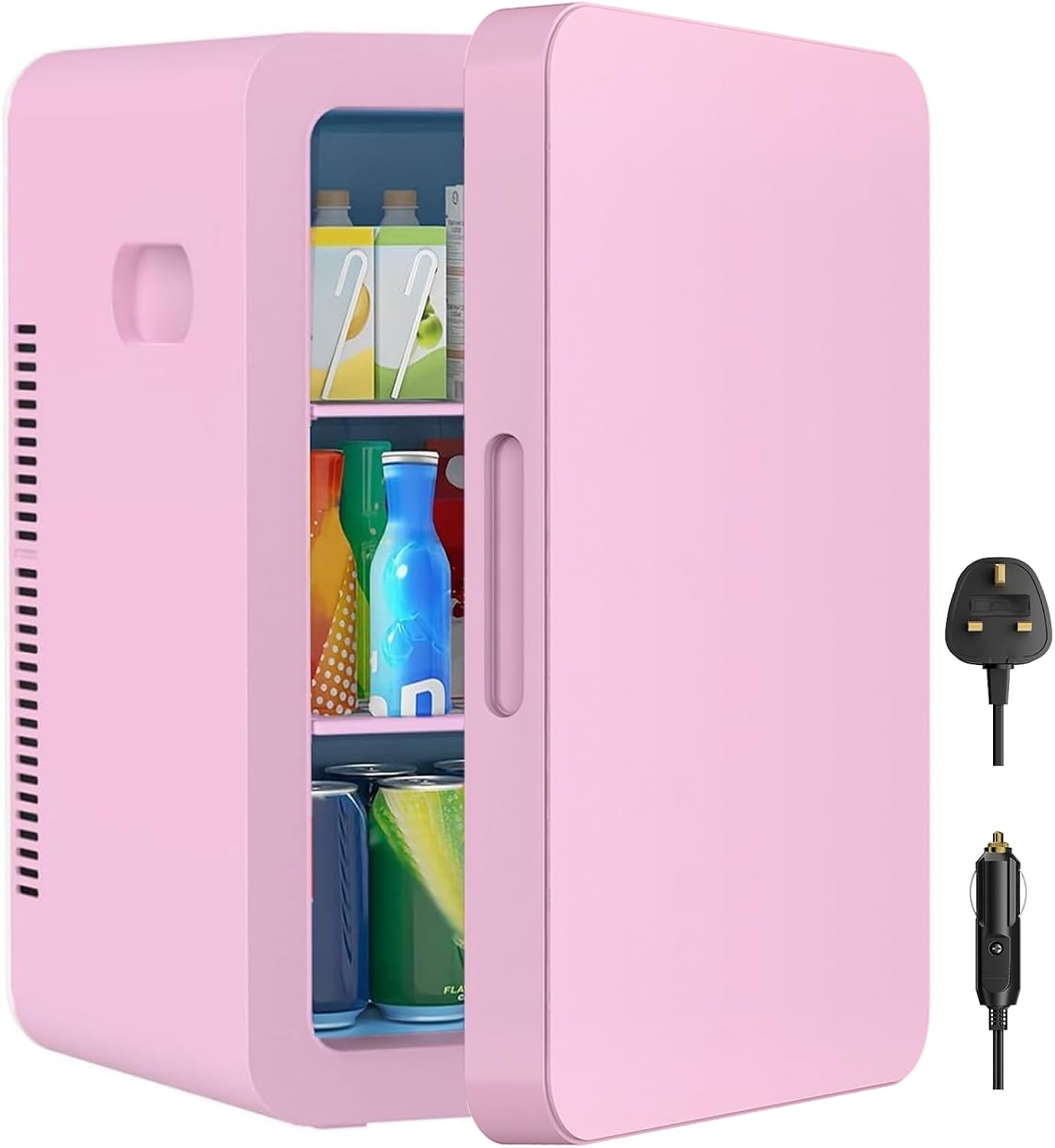 MoraRise 22L Mini Fridge for Bedrooms, 30 Cans Portable Cooler & Warmer Small Fridge, AC/DC Powered, Adjustable Shelves, Home Office, Car, Dorm, Travel, Cosmetics, Skincare, Drinks (Pink, 22L)