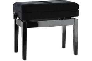GEWA Piano Bench Deluxe Compartment, High-Gloss Black with Music Compartment