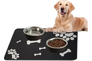 FERRADREND Alfombra Comedero Perro y Gato 60x40cm Absorbentes Alfombra Comedero Gato, Secado Rápido Alfombrilla de Comida para Perro, Fácil de Limpiar