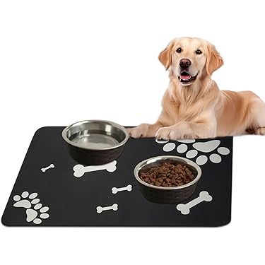 2 Tappetini Mangiatoia Per Cani E Gatti In Silicone - Antiscivolo E Impermeabili 47x30cm | Grigio - Foto 11