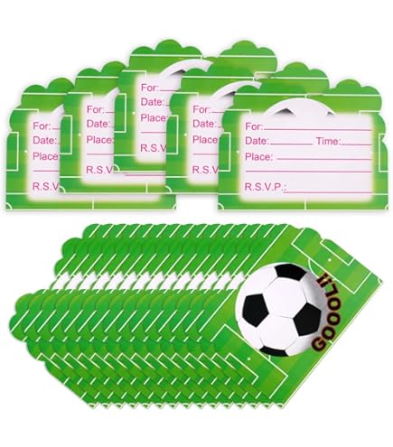 Lot De 20 Cartes D'invitation Au Football Avec Enveloppes
